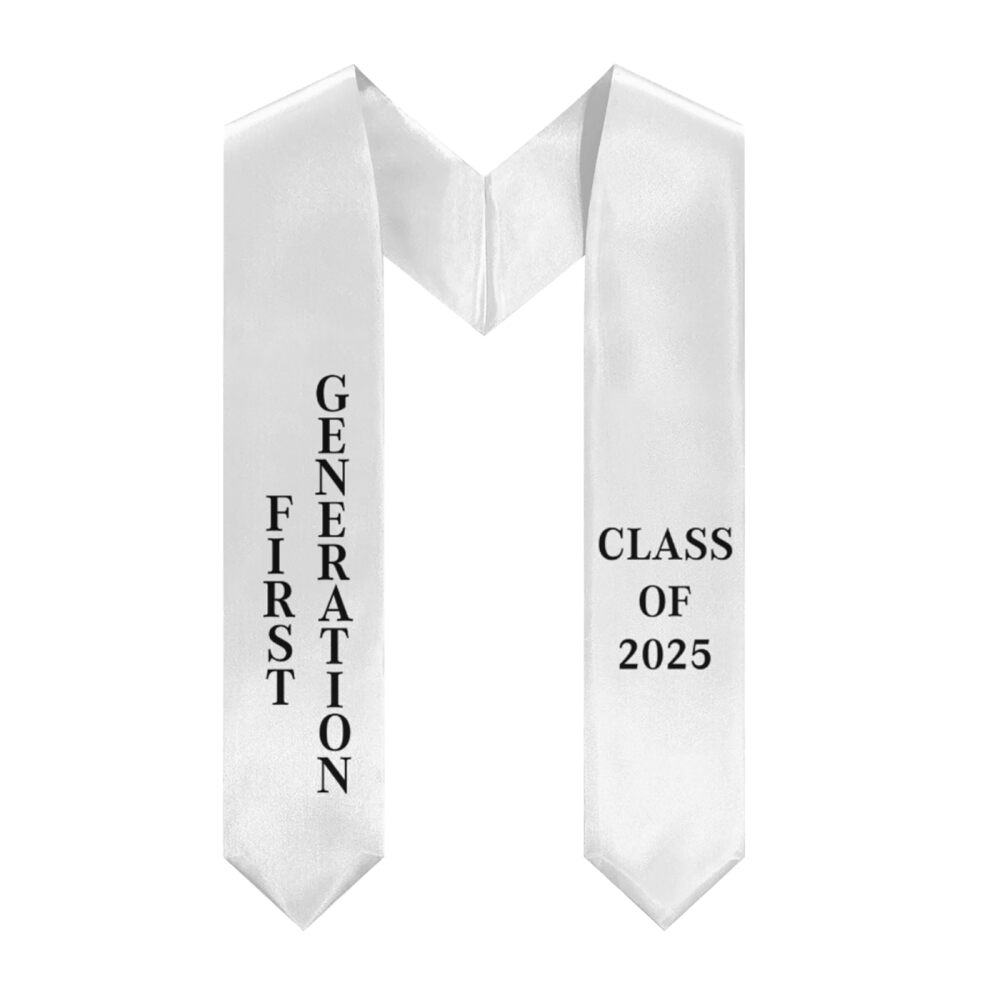 1720 First Generation Graudation Stole Class of 2025 White Graduation Stole